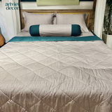  Bộ chăn ga gối Cotton Lụa hoạc tiết sọc phối xanh - LN.CLHQ011 