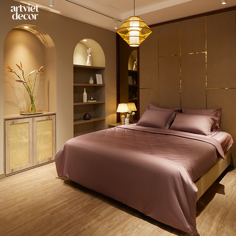  Ga giường cotton satin TC400 cao cấp màu nâu - LT.KS69 