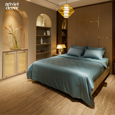  Ga giường cotton satin TC400 cao cấp màu xanh - LT.KS62 