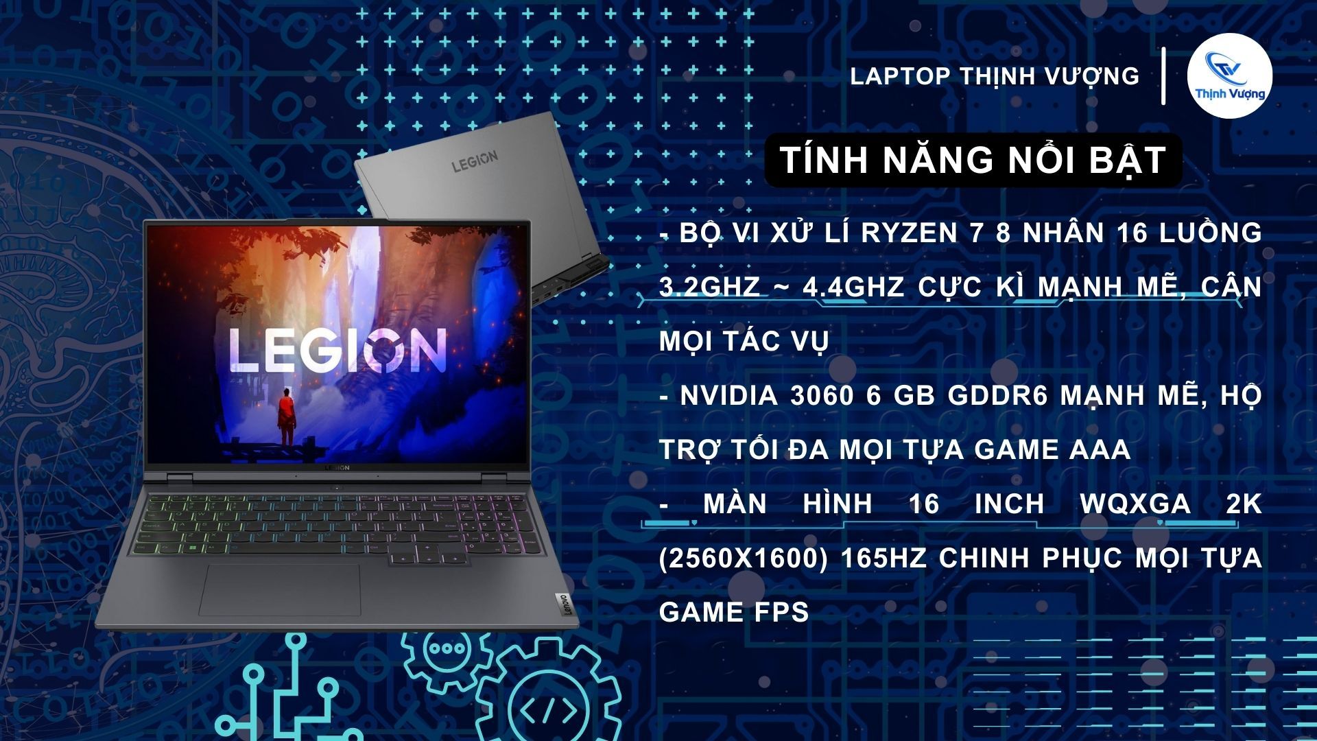 Laptop Lenovo Legion 5 Pro 16ACH6H Ryzen 7 - 5800H | 16GB | 512GB– Laptop Thịnh Vượng Laptop Lenovo Legion 5 Pro 16ACH6H Ryzen 7 - 5800H | 16GB | 512GB– Laptop Thịnh Vượng