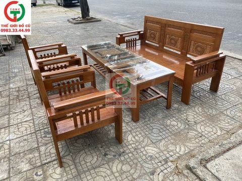 SALON GỖ SỒI PU MÀU XOAN ĐÀO