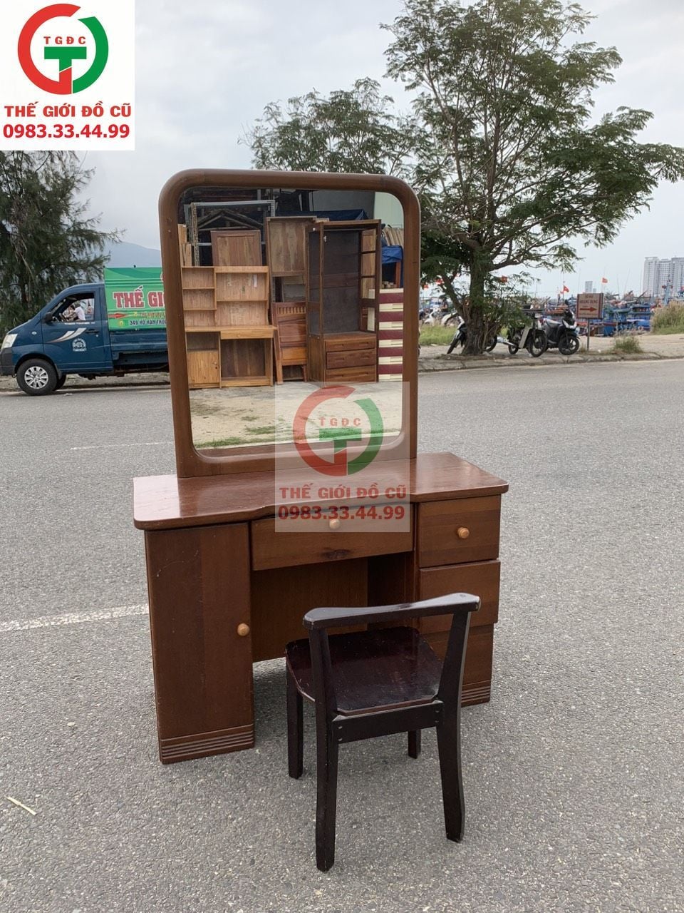 BỘ BÀN TRANG ĐIỂM GỖ tự nhiên xoan đào