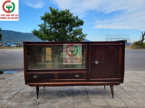 TỦ BUFFET CHÂN ĐỒNG XƯA GỖ GÕ VÀ CẨM