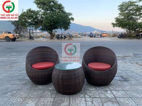 BÀN GHẾ MÂY THÚNG CAFE