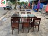 BỘ BÀN TRÀ CHỮ V 6 GHẾ GỖ XƯA