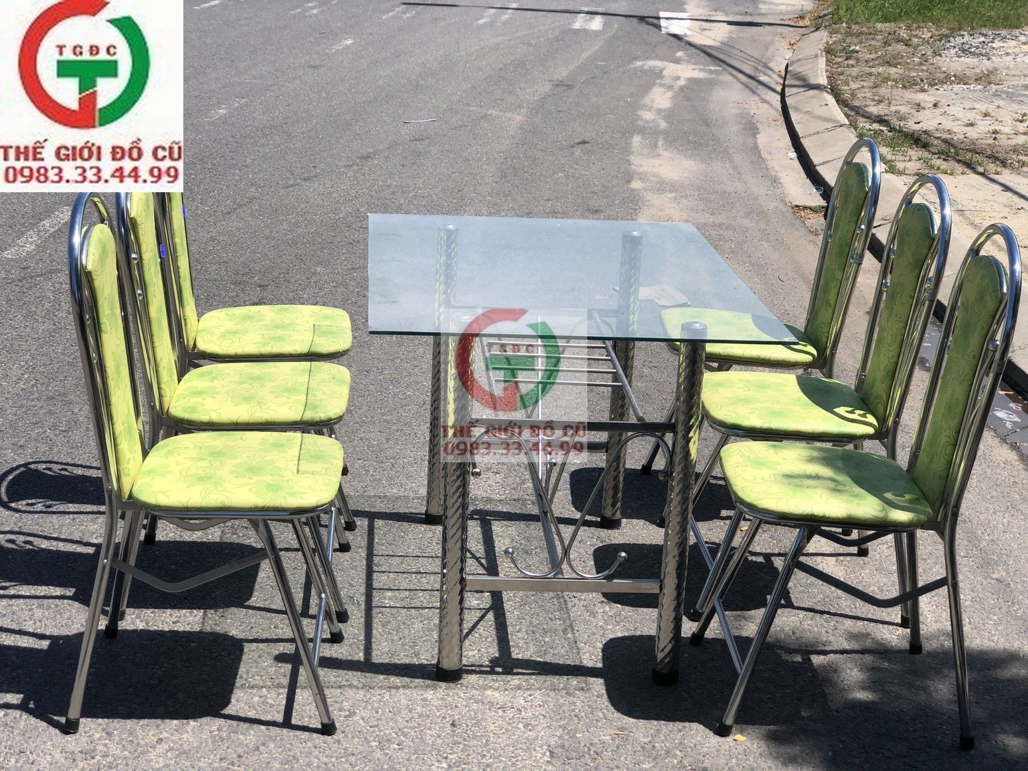 BỘ BÀN ĂN INOX KÍNH CƯỜNG LỰC 6 GHẾ