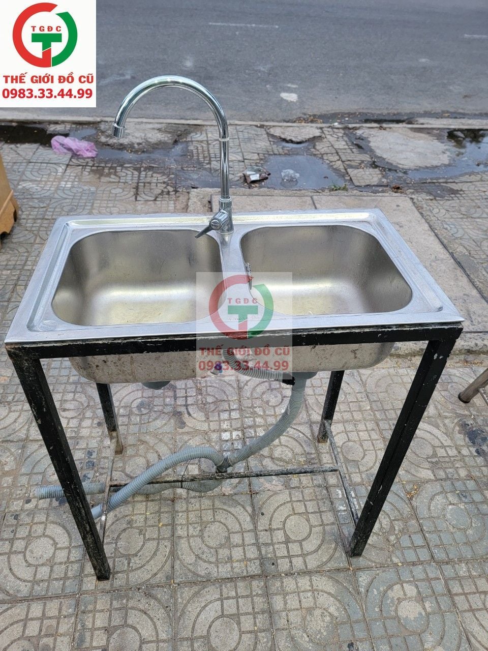 BỒN RỬA INOX 2 HỌNG KHUNG CHÂN INOX