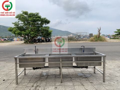 BỒN RỬA 3 HỌNG VUÔNG INOX 304