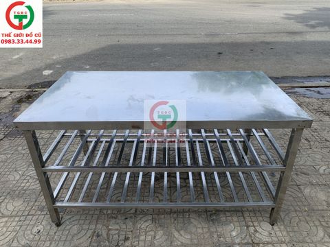 BÀN CHẾ BIẾN INOX 3 TẦNG