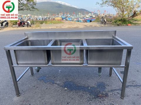 CHẬU RỬA INOX 3 HỌNG VUÔNG