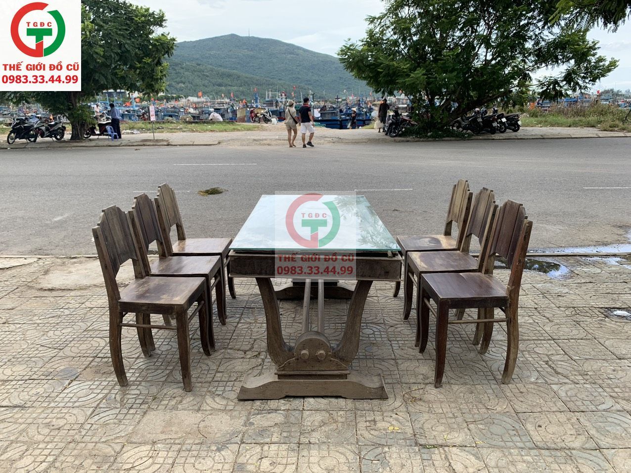 BÀN TRÀ CHỮ V GỖ GÕ XƯA