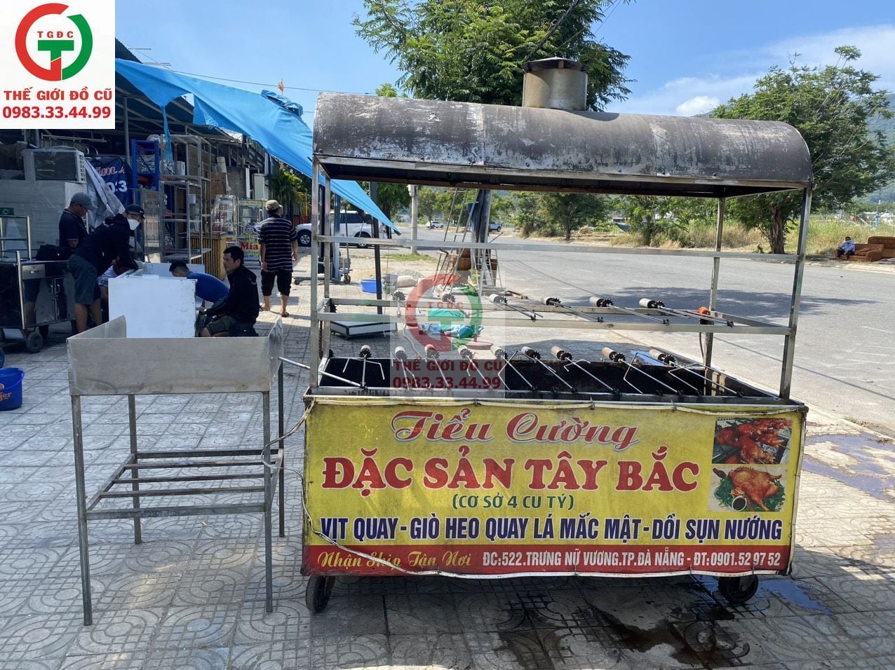 LÒ NƯỚNG QUAY 2 TẦNG 15 XIÊN KÈM BÀN CHẾ BIẾN