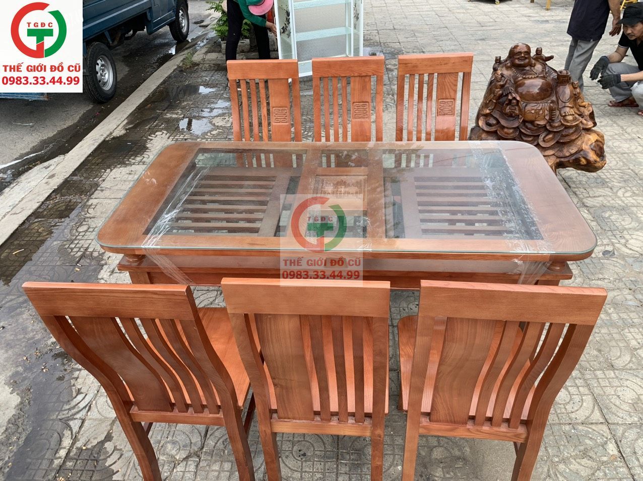 BỘ BÀN ĂN GIA ĐÌNH 6 GHÉ SỒI PU MÀU XOAN ĐÀO