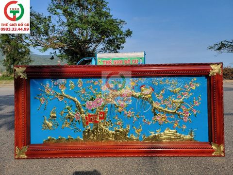 TRANH ĐỒNG HOA ĐÀO NỞ