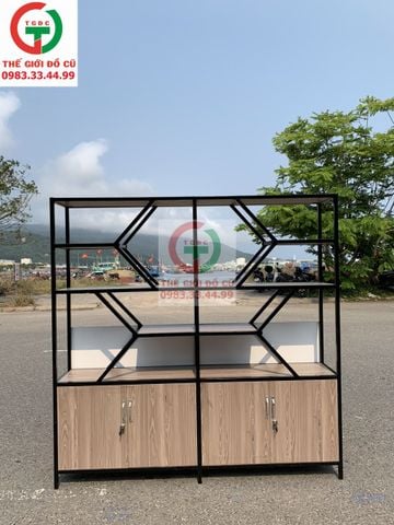 KỆ TỦ GỖ TRƯNG BÀY KHUNG XƯƠNG CÁ