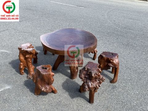 BỘ BÀN TRÀ - BÀN NHẬU GỖ GỐC CÂY TỰ NHIÊN