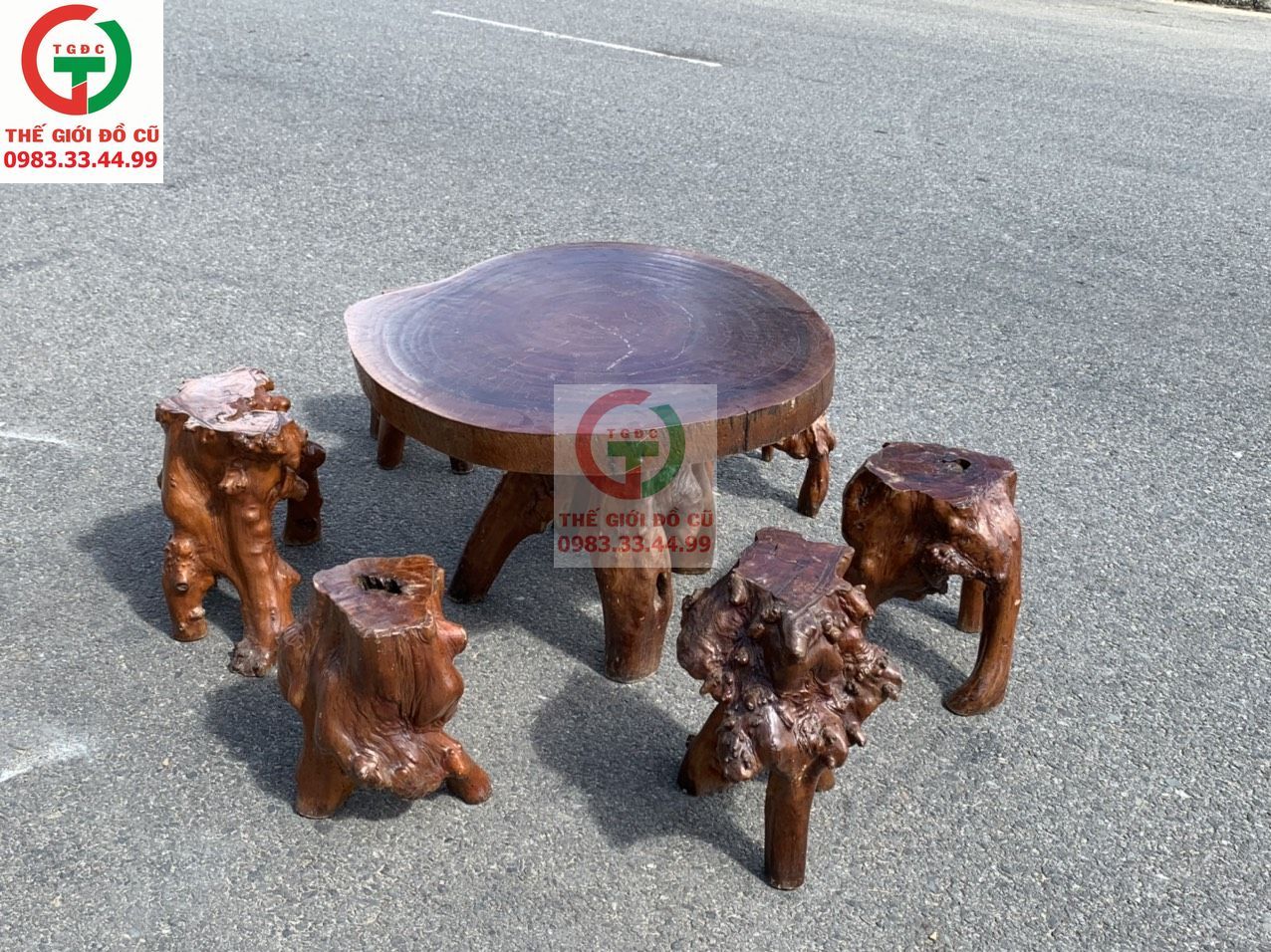 BỘ BÀN TRÀ - BÀN NHẬU GỖ GỐC CÂY TỰ NHIÊN