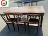 BỘ BÀN ĂN CHÂN TIỆN 6 GHẾ GỖ