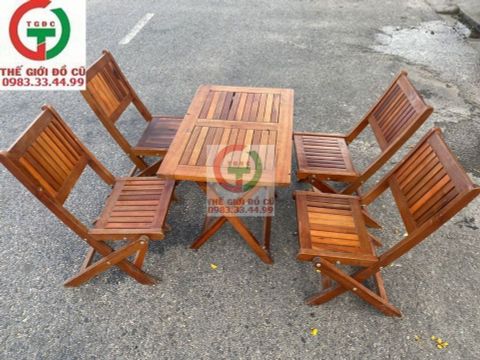 BÀN GHẾ GỖ XẾP