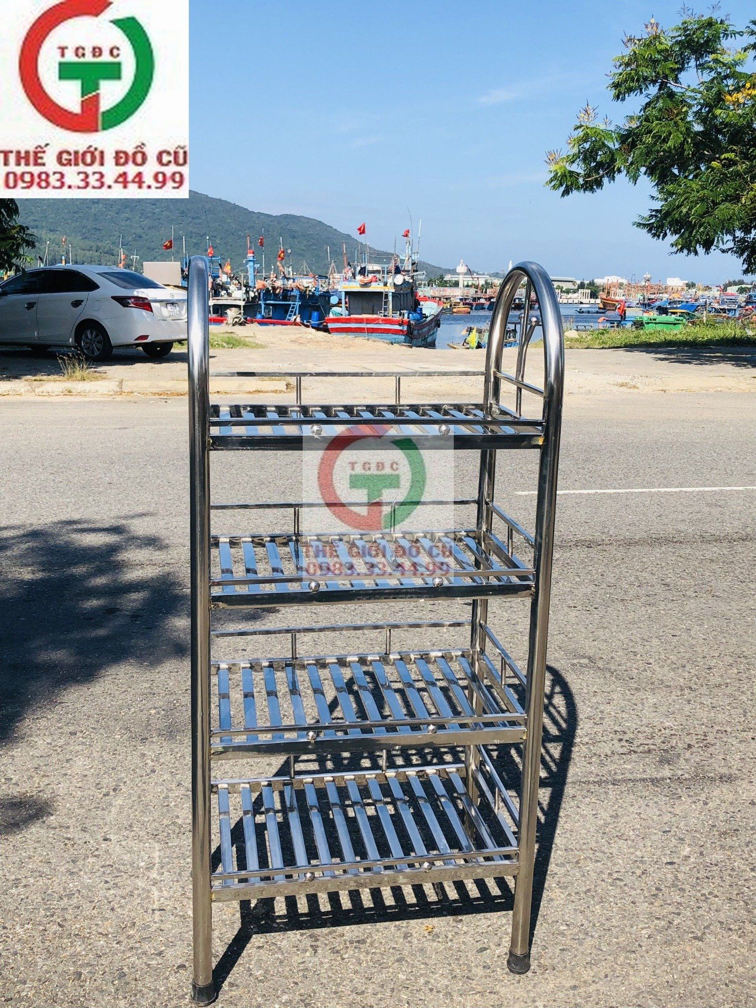 KỆ INOX 4 TẦNG ĐỰNG LY CỐC CHÉN 40X60CM