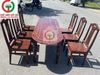BỘ BÀN GỖ CHÂN TIỆN 6 GHẾ TỰA
