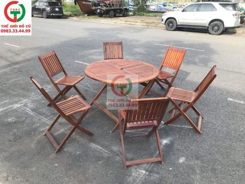 BỘ BÀN ĂN GỖ MÂM TRÒN GHẾ XẾP