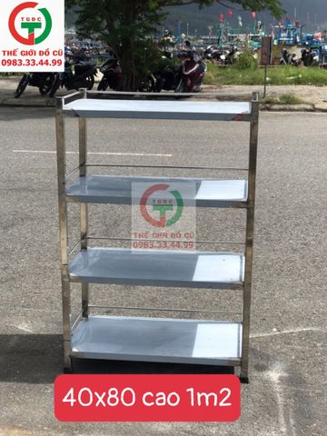 KỆ INOX 4 TẦNG ĐỰNG LY CỐC CHÉN 40X80CM