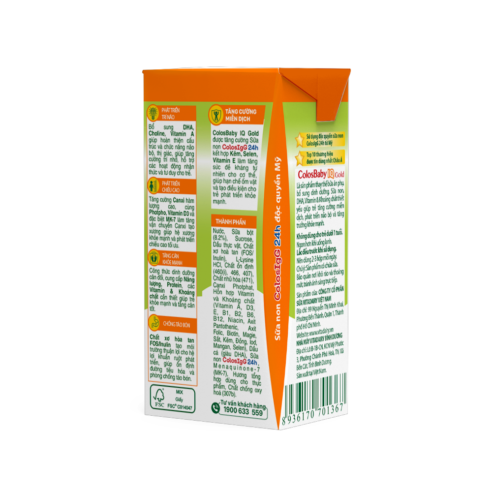  Sữa Bột Pha Sẵn ColosBaby IQ Gold 110ml - Thùng 48 Hộp 