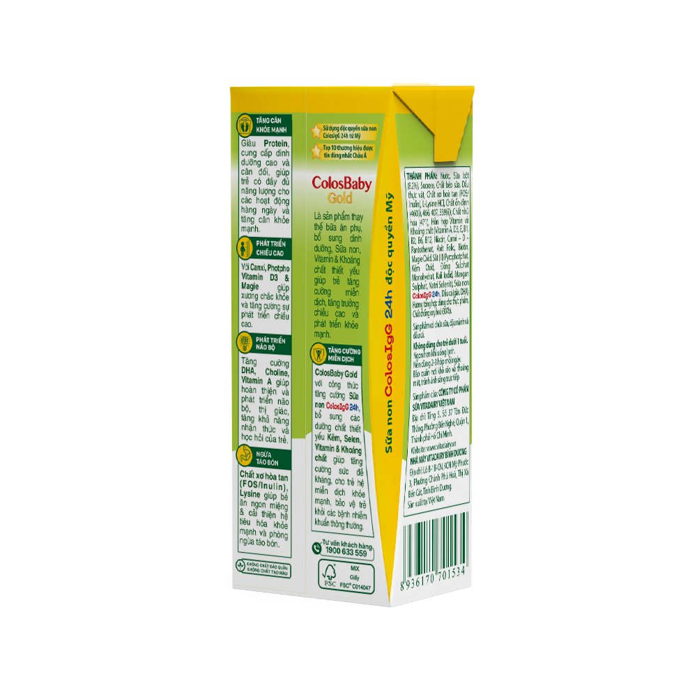  Sữa Bột Pha Sẵn ColosBaby Gold 180ml - Thùng 48 Hộp 