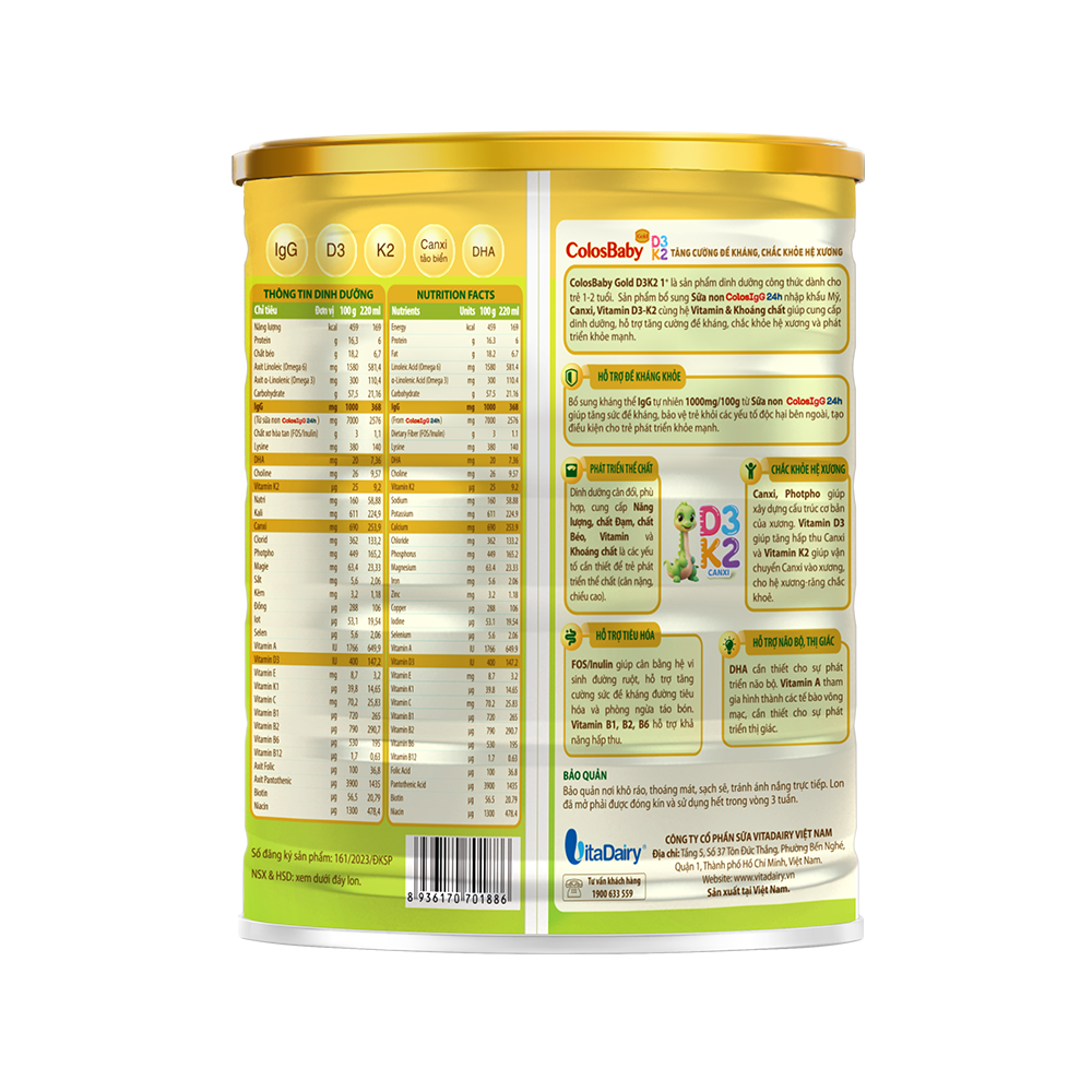  SPDD công thức Colosbaby Gold D3K2 1+ 800g - S 