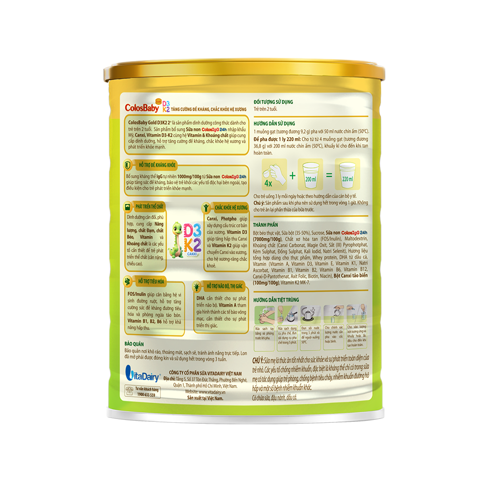  SPDD công thức Colosbaby Gold D3K2 2+ 800g - S 