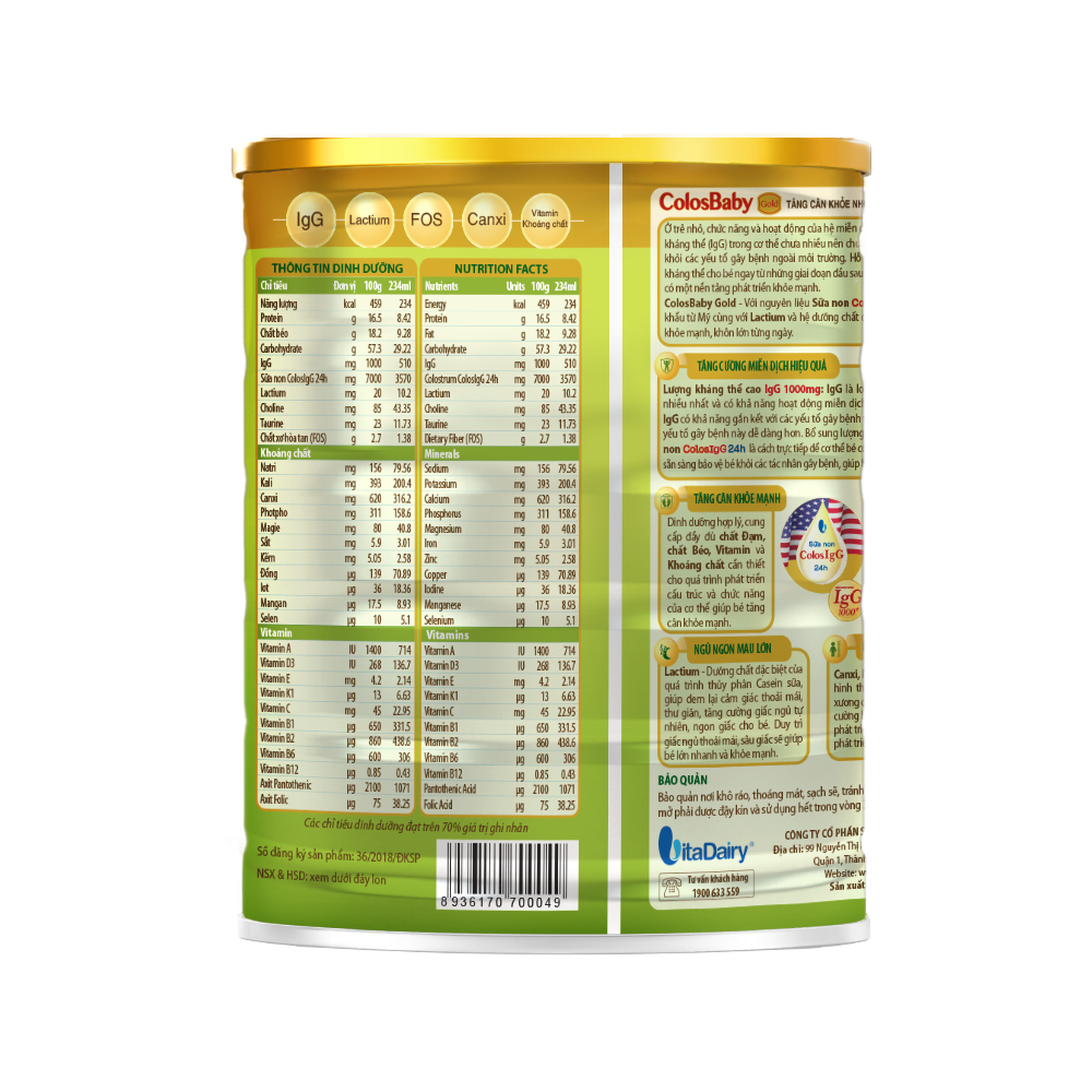  Sữa bột ColosBaby Gold 1+ 800g 