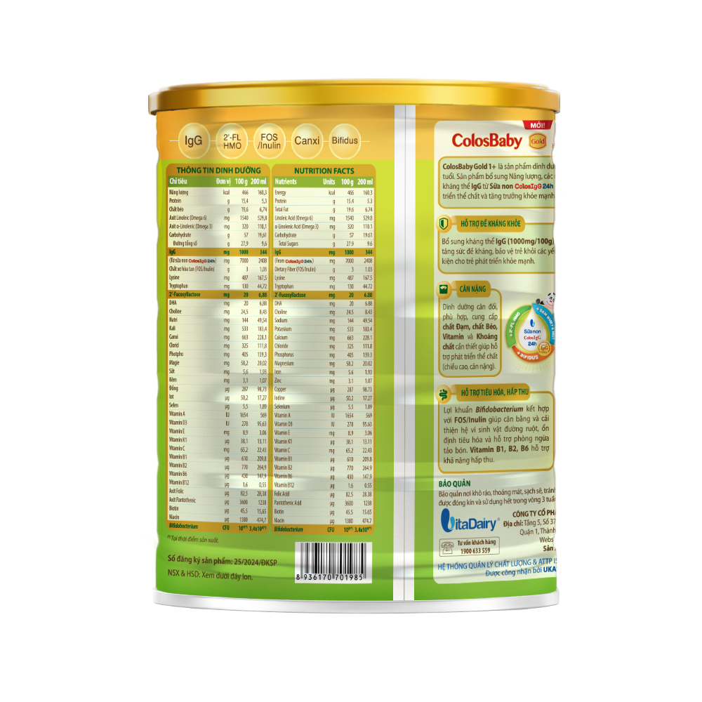  SPDD công thức ColosBaby Gold 1+ 800g - (Mới) 