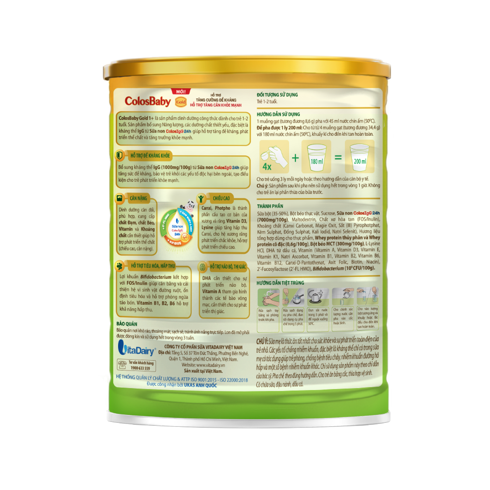  SPDD công thức ColosBaby Gold 1+ 800g - (Mới) 