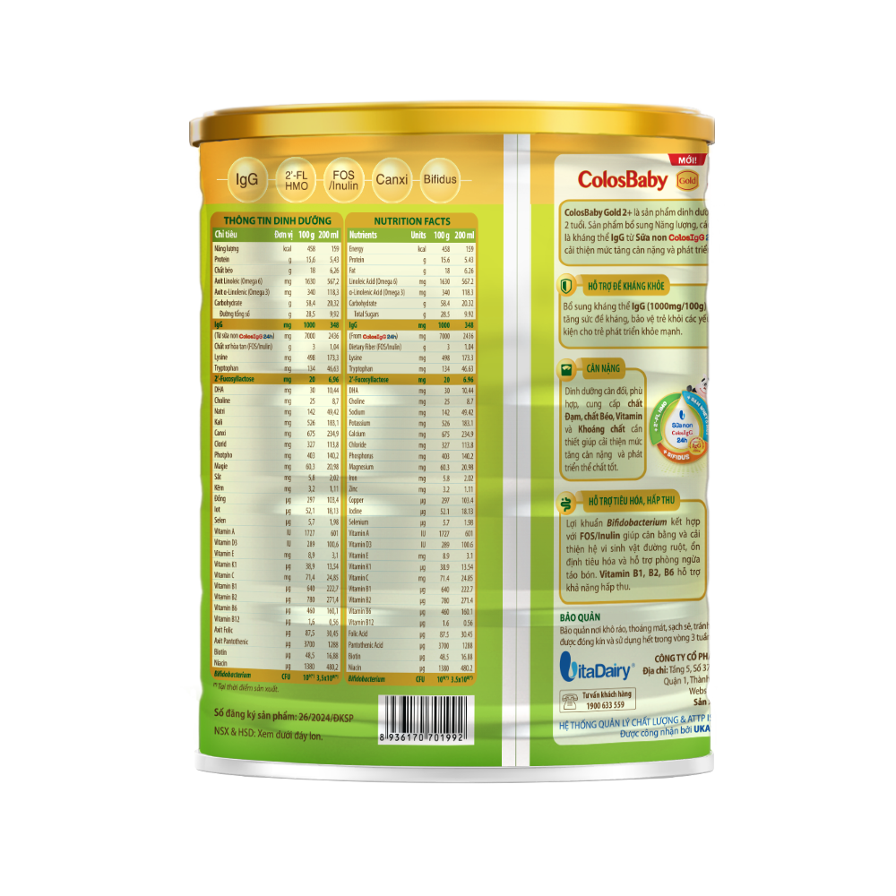  SPDD công thức ColosBaby Gold 2+ 800g - (Mới) 