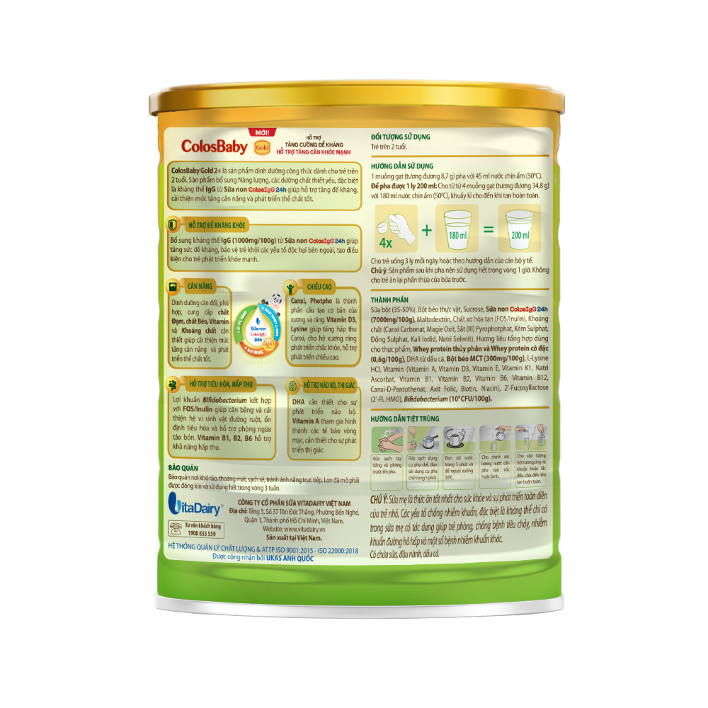  SPDD công thức ColosBaby Gold 2+ 800g - (Mới) 