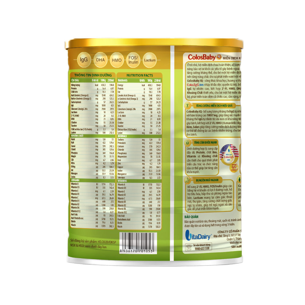  Sữa bột ColosBaby IQ Gold 1+ 800g 