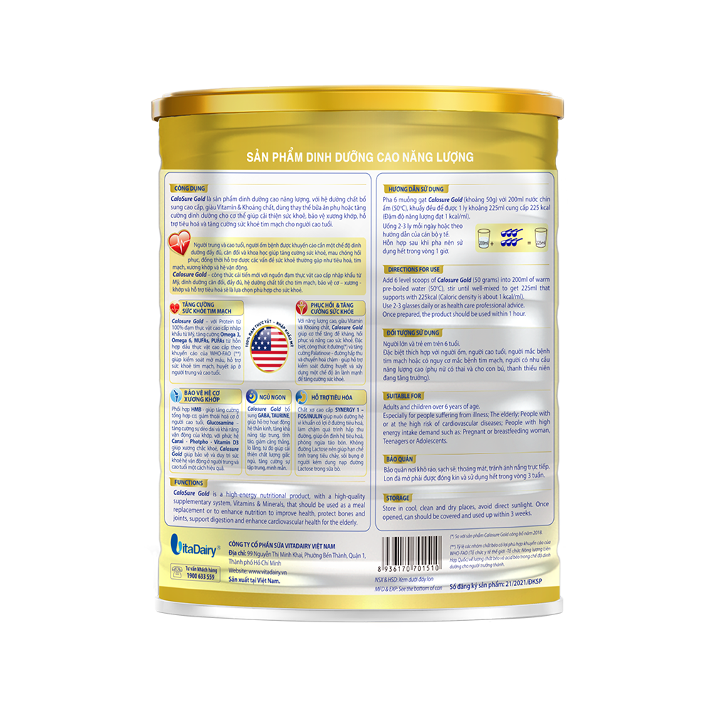  Thực Phẩm Dinh Dưỡng Calosure Gold Ít Đường 900g 