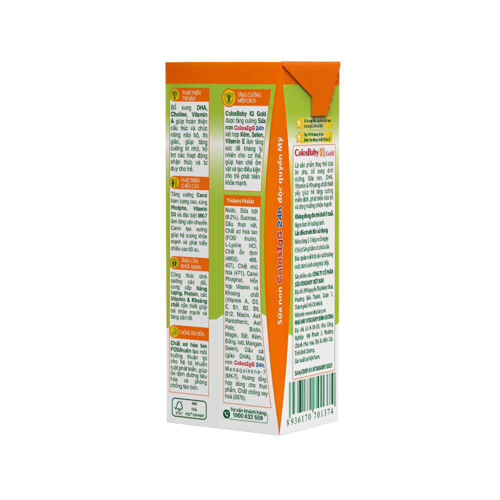  Sữa Bột Pha Sẵn ColosBaby IQ Gold 180ml - Thùng 48 Hộp 