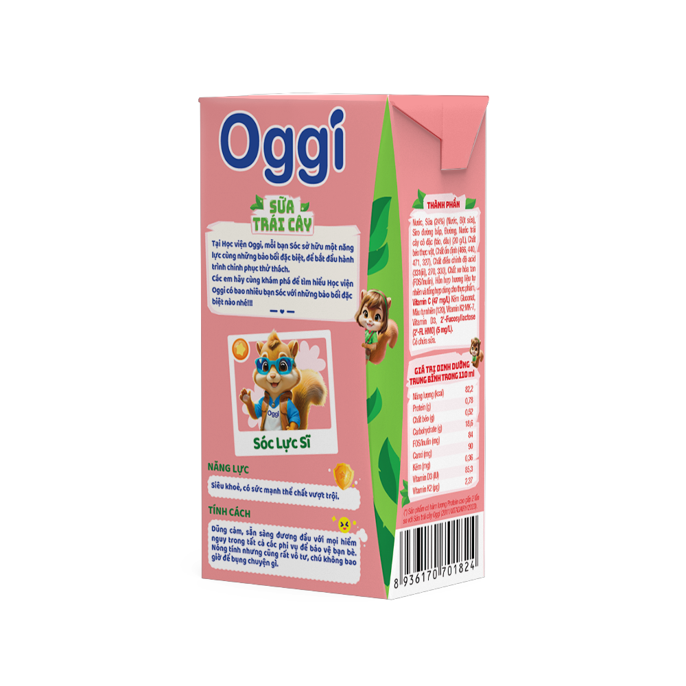  Thức uống dinh dưỡng Sữa trái cây Oggi vị dâu tươi 110ml - Thùng 48 hộp 