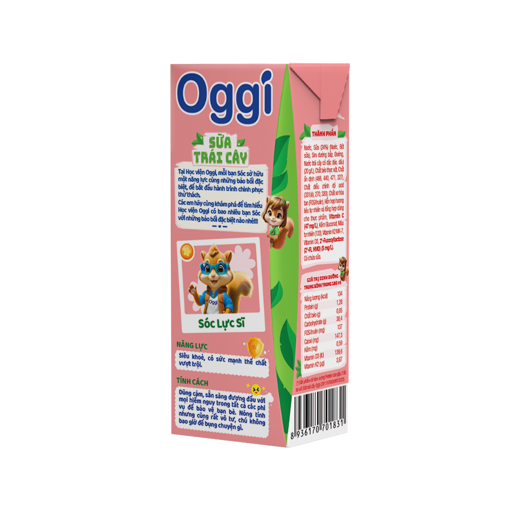  Thức uống dinh dưỡng Sữa trái cây Oggi vị dâu tươi 180ml - Thùng 48 hộp 