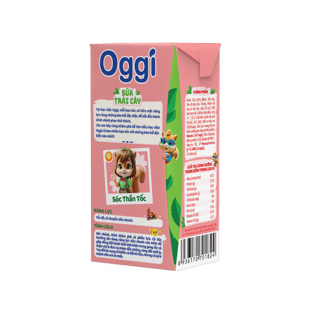  Thức uống dinh dưỡng Sữa trái cây Oggi vị dâu tươi 110ml - Thùng 48 hộp 