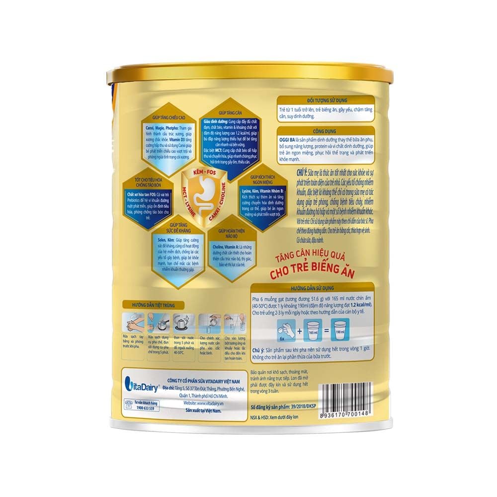  Sữa bột Oggi BA 900g 