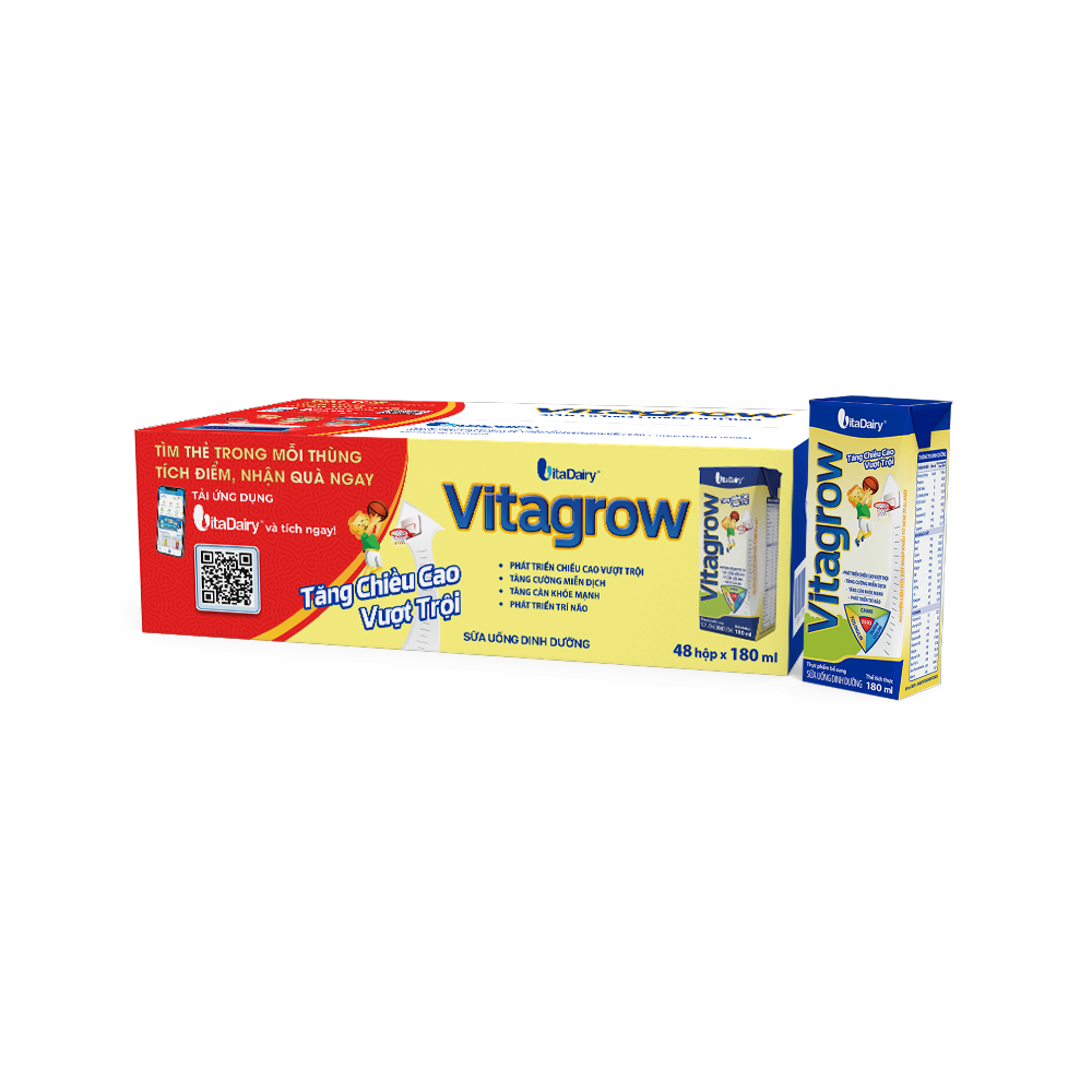  Sữa Uống Dinh Dưỡng Vitagrow 180ml - Thùng 48 hộp 