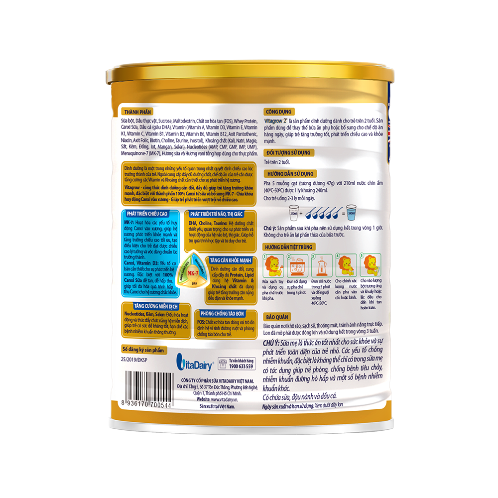  Sản Phẩm Dinh Dưỡng Vitagrow 2+ 900g 
