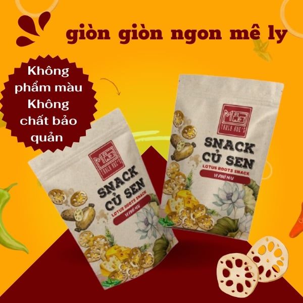  Snack Củ Sen Huế Thơm Giòm Ít Béo Túi 50gram 