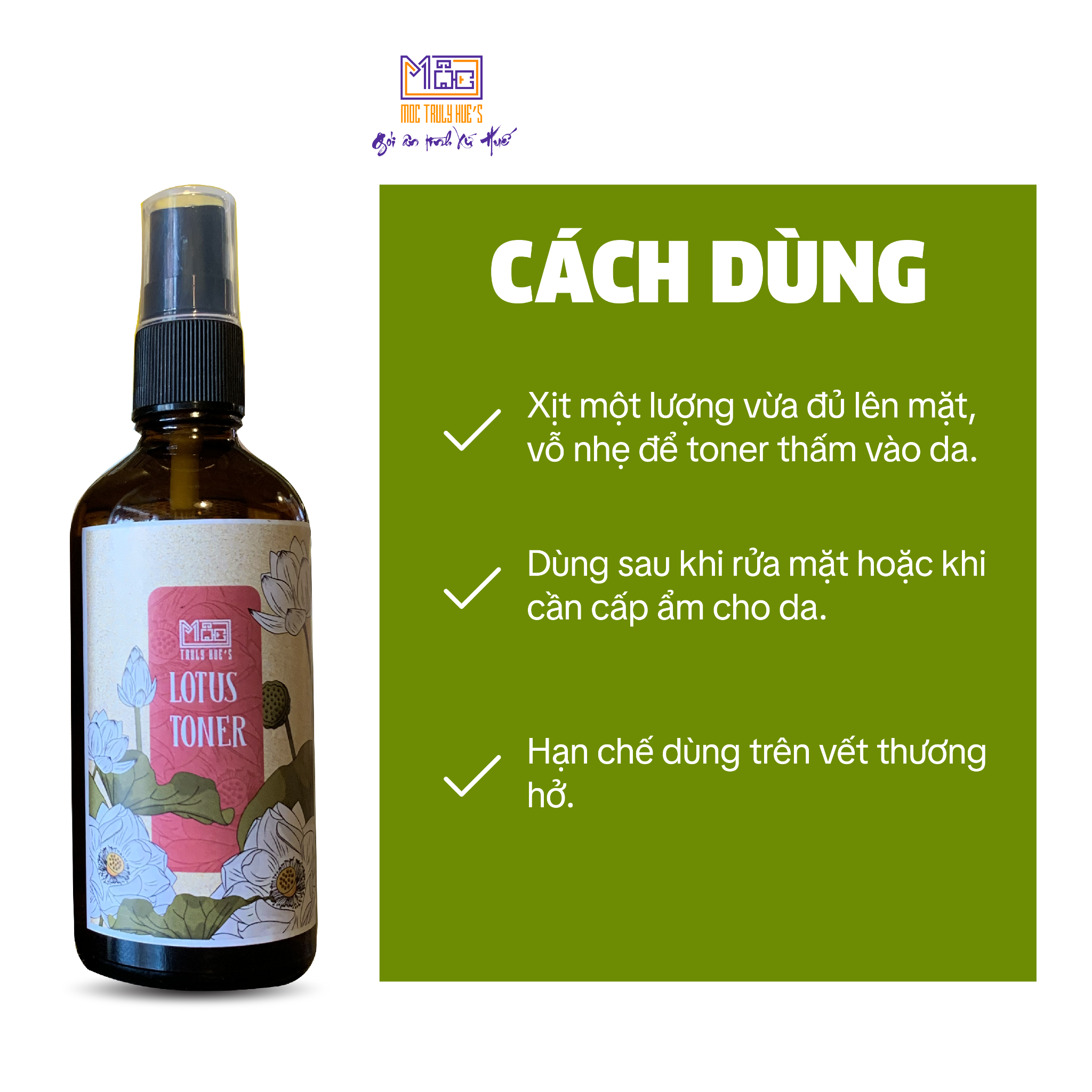  Toner Hoa Sen - Dưỡng Ẩm, Se Khít Lỗ Chân Lông - Sản Phẩm Chăm Sóc Da Từ Thiên Nhiên - Mộc Truly Hue's 