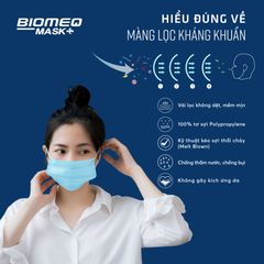 Khẩu trang y tế kháng khuẩn 4 lớp BIOMEQ MASK+ HỘP 50 CÁI