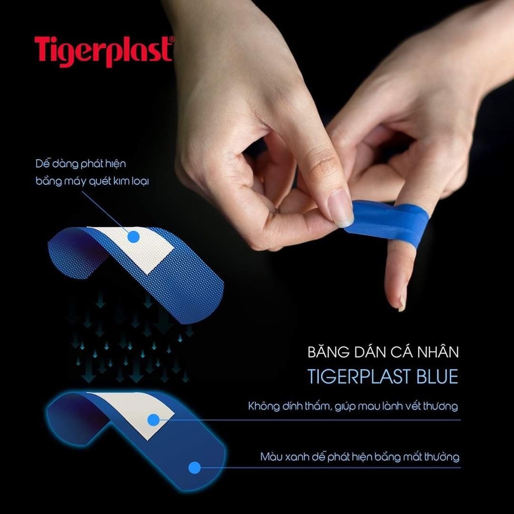 Băng Cá Nhân Tigerplast BLUE Chuyên Dùng Cho Nhà Máy Chế Biến Thực Phẩm