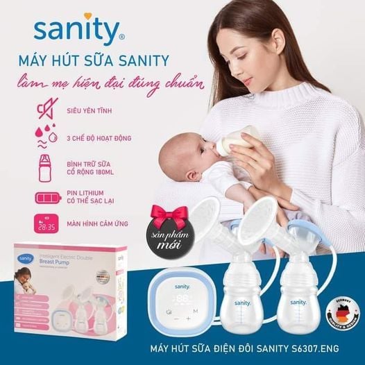 Máy Hút Sữa Điện Đôi Sanity S6307.ENG, Hút Hai Bên Cùng Lúc, Lực Hút Mạnh